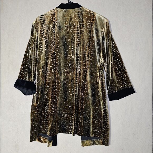 R & M Richards Woman Eveningwear Jacket Cardigan Blouse Size 16 Gold Shimmer - Picture 9 of 11